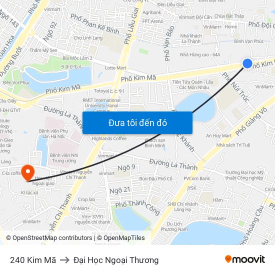 240 Kim Mã to Đại Học Ngoại Thương map