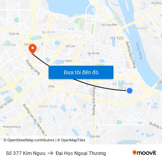 Số 377 Kim Ngưu to Đại Học Ngoại Thương map