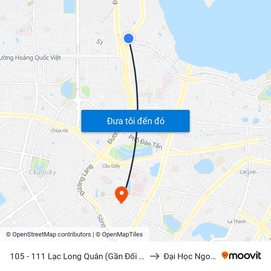 105 - 111 Lạc Long Quân (Gần Đối Diện Ngã 3 Thụy Khuê) to Đại Học Ngoại Thương map