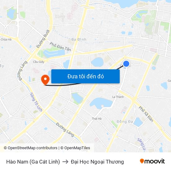 Hào Nam (Ga Cát Linh) to Đại Học Ngoại Thương map