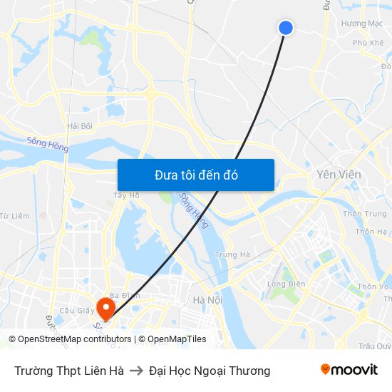 Trường Thpt Liên Hà to Đại Học Ngoại Thương map