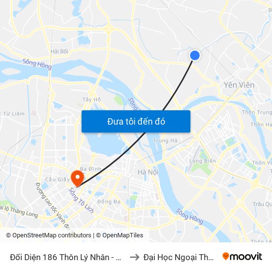 Đối Diện 186 Thôn Lý Nhân - Dục Tú to Đại Học Ngoại Thương map