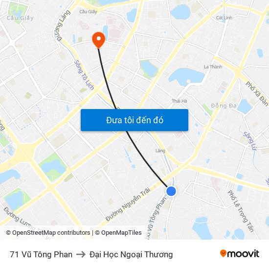 71 Vũ Tông Phan to Đại Học Ngoại Thương map