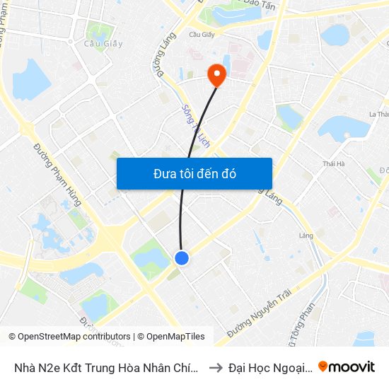 Nhà N2e Kđt Trung Hòa Nhân Chính - Lê Văn Lương to Đại Học Ngoại Thương map
