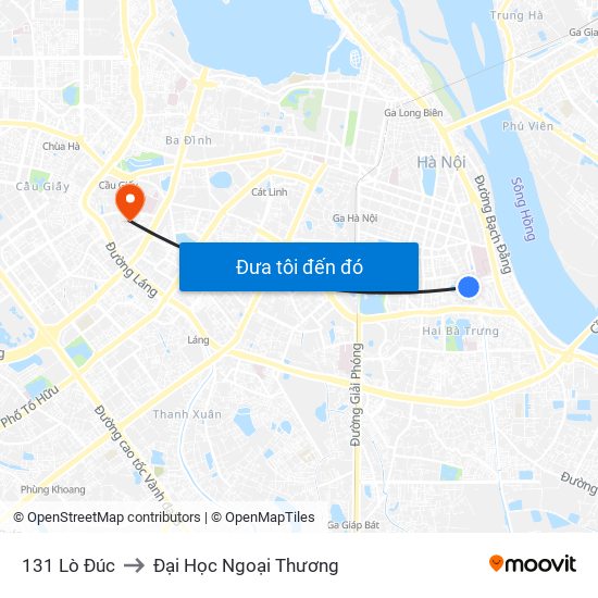 131 Lò Đúc to Đại Học Ngoại Thương map