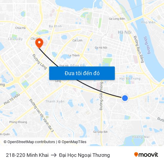 218-220 Minh Khai to Đại Học Ngoại Thương map