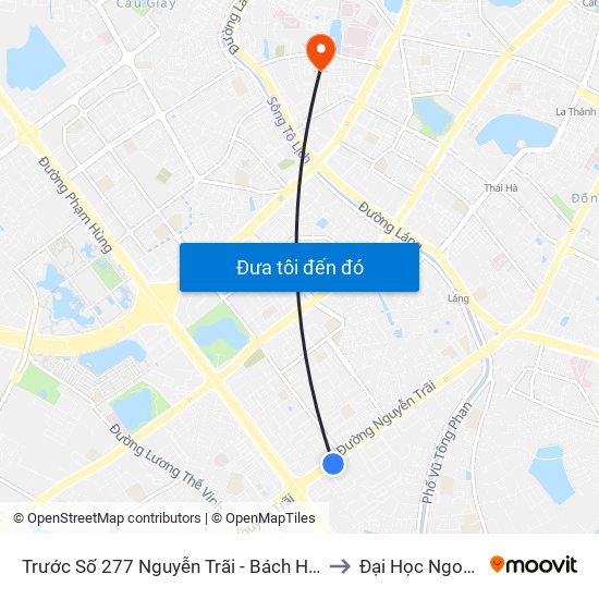 Trước Số 277 Nguyễn Trãi - Bách Hóa Giày Thượng Đình to Đại Học Ngoại Thương map