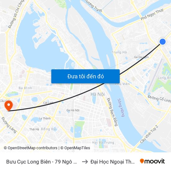 Bưu Cục Long Biên - 79 Ngô Gia Tự to Đại Học Ngoại Thương map