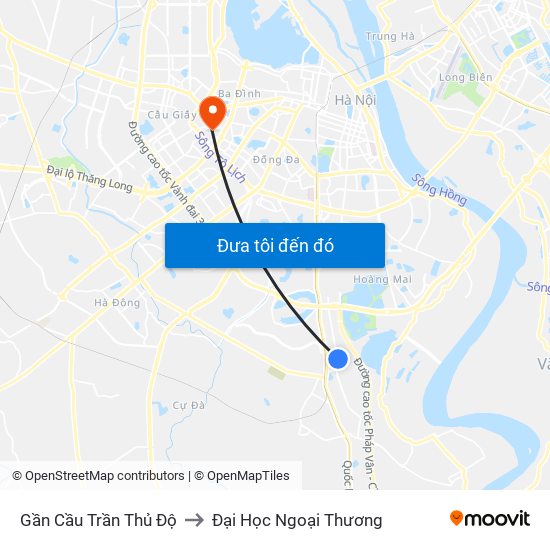 Gần Cầu Trần Thủ Độ to Đại Học Ngoại Thương map