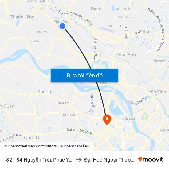 82 - 84 Nguyễn Trãi, Phúc Yên to Đại Học Ngoại Thương map