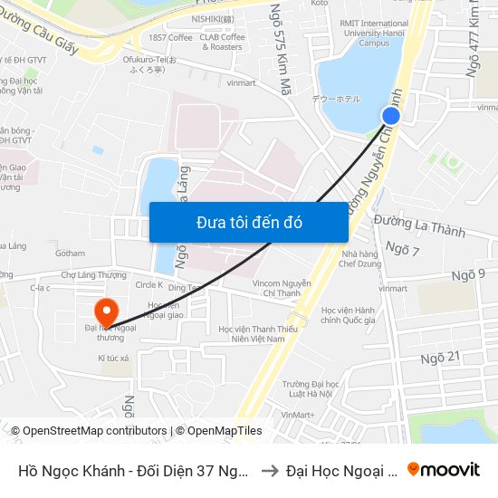 Hồ Ngọc Khánh - Đối Diện 37 Nguyễn Chí Thanh to Đại Học Ngoại Thương map