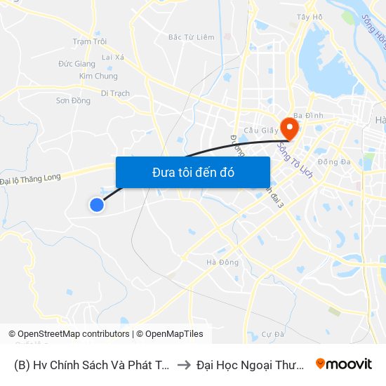 (B) Hv Chính Sách Và Phát Triển to Đại Học Ngoại Thương map