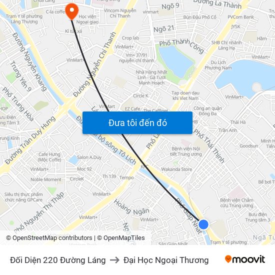 Đối Diện 220 Đường Láng to Đại Học Ngoại Thương map