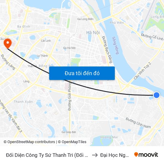 Đối Diện Công Ty Sứ Thanh Trì (Đối Diện 1044 Nguyễn Khoái) to Đại Học Ngoại Thương map