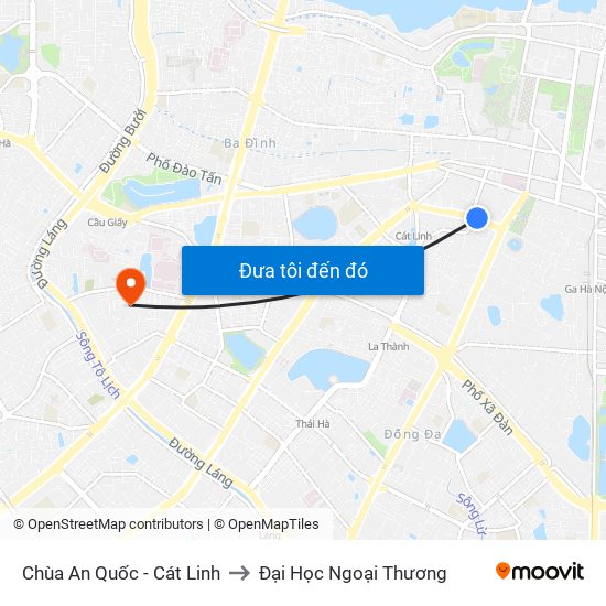 Chùa An Quốc - Cát Linh to Đại Học Ngoại Thương map