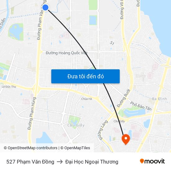527 Phạm Văn Đồng to Đại Học Ngoại Thương map