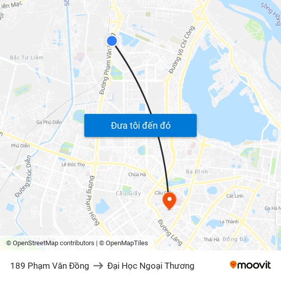 189 Phạm Văn Đồng to Đại Học Ngoại Thương map