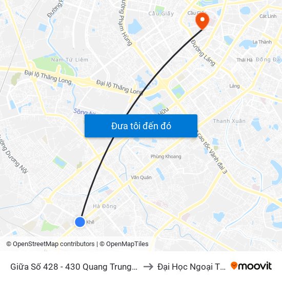 Giữa Số 428 - 430 Quang Trung (Hà Đông) to Đại Học Ngoại Thương map