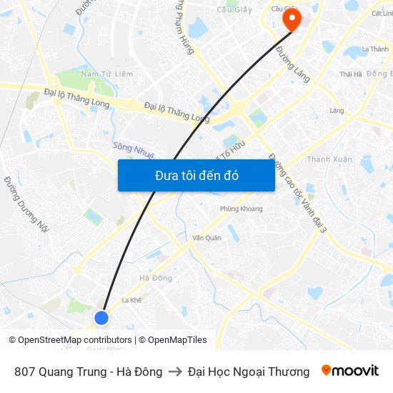 807 Quang Trung - Hà Đông to Đại Học Ngoại Thương map