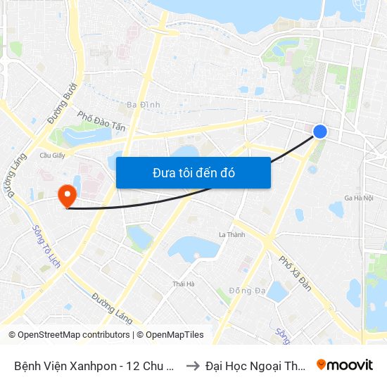 Bệnh Viện Xanhpon - 12 Chu Văn An to Đại Học Ngoại Thương map