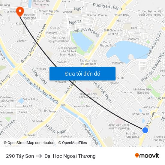 290 Tây Sơn to Đại Học Ngoại Thương map