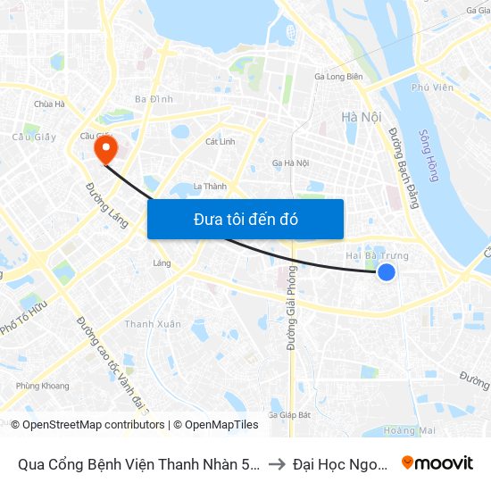 Qua Cổng Bệnh Viện Thanh Nhàn 50m - 42 Thanh Nhàn to Đại Học Ngoại Thương map