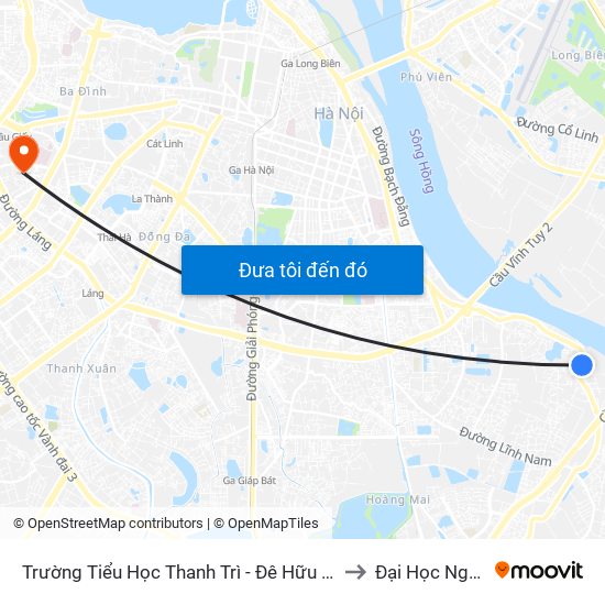 Trường Tiểu Học Thanh Trì - Đê Hữu Hồng (Điếm Canh Đê Số 20) to Đại Học Ngoại Thương map
