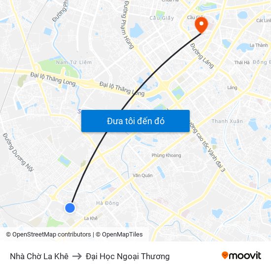 Nhà Chờ La Khê to Đại Học Ngoại Thương map