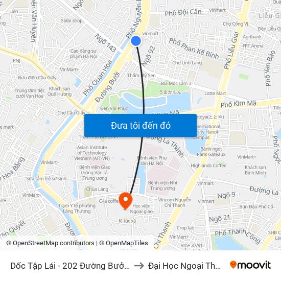 Dốc Tập Lái - 202 Đường Bưởi Trên to Đại Học Ngoại Thương map