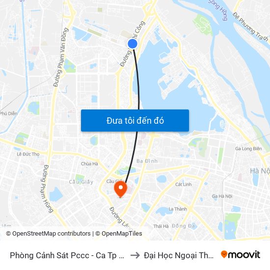 Phòng Cảnh Sát Pccc - Ca Tp Hà Nội to Đại Học Ngoại Thương map