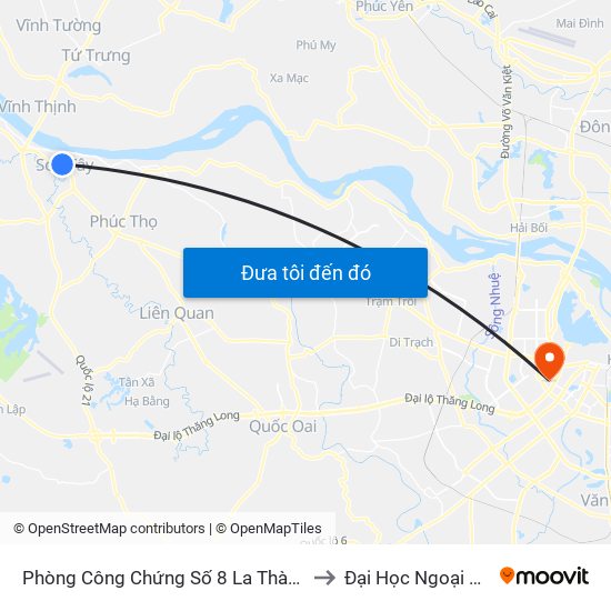 Phòng Công Chứng Số 8 La Thành - Sơn Tây to Đại Học Ngoại Thương map