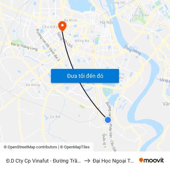 Đ.D Cty Cp Vinafut - Đường Trần Thủ Độ to Đại Học Ngoại Thương map