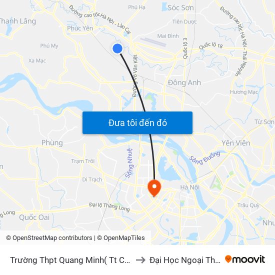 Trường Thpt Quang Minh( Tt Chi Đông) to Đại Học Ngoại Thương map