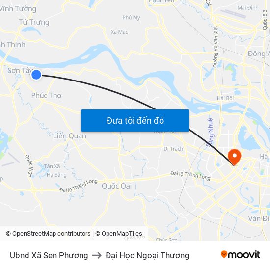 Ubnd Xã Sen Phương to Đại Học Ngoại Thương map