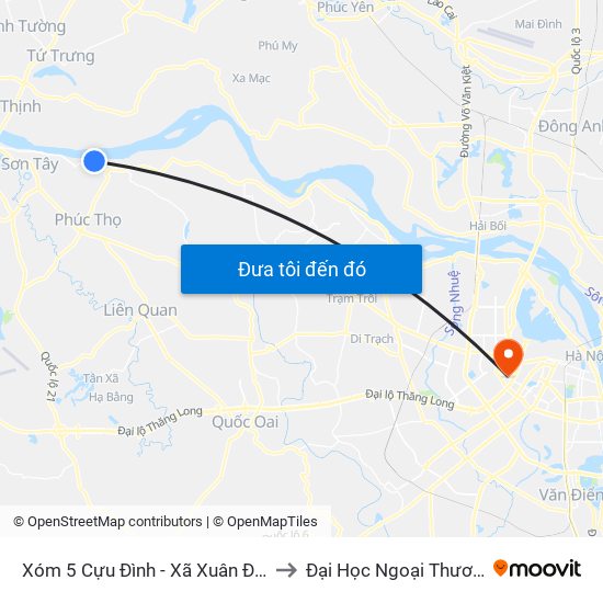 Xóm 5 Cựu Đình - Xã Xuân Đình to Đại Học Ngoại Thương map