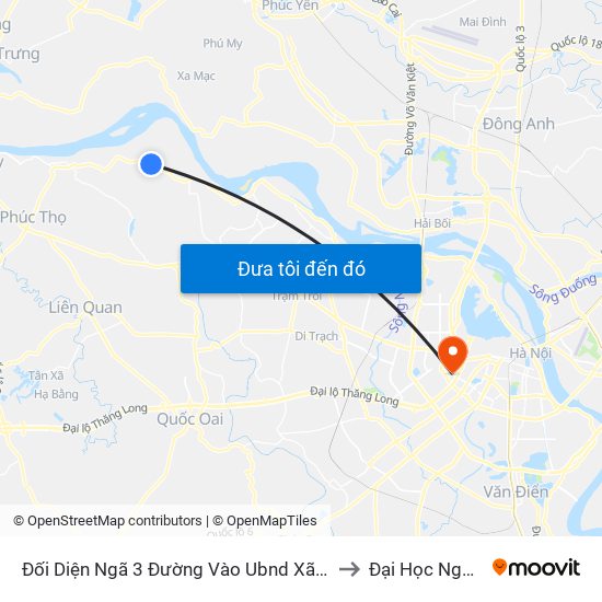 Đối Diện Ngã 3 Đường Vào Ubnd Xã Vân Hà - Huyện Phúc Thọ to Đại Học Ngoại Thương map