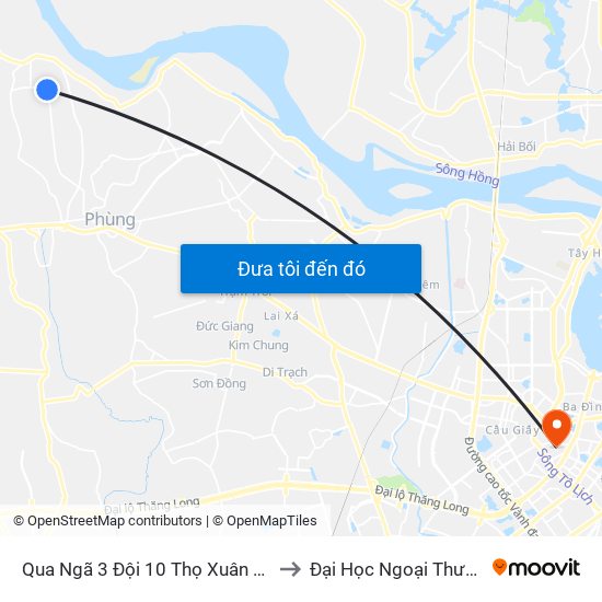 Qua Ngã 3 Đội 10 Thọ Xuân 50m to Đại Học Ngoại Thương map