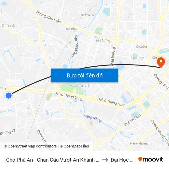 Chợ Phú An - Chân Cầu Vượt An Khánh (Đối Diện Số Nhà 24 Chân Cầu Vượt An Khánh) to Đại Học Ngoại Thương map