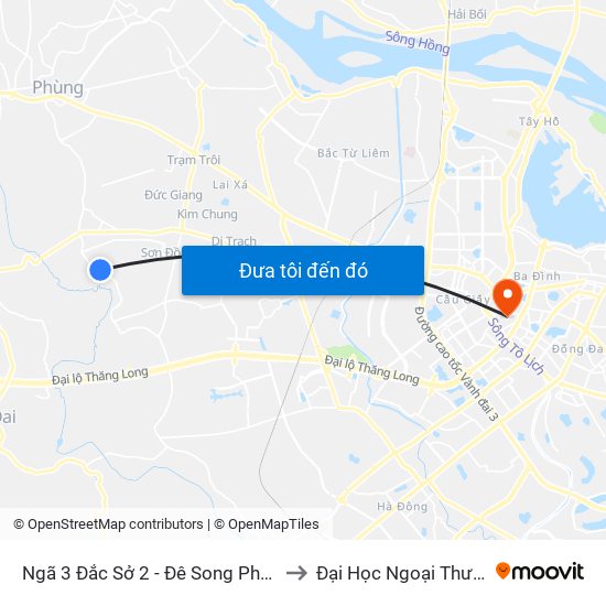 Ngã 3 Đắc Sở 2 - Đê Song Phương to Đại Học Ngoại Thương map