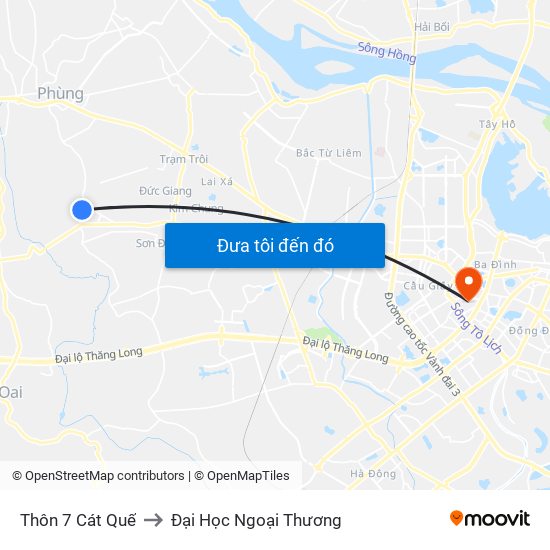 Thôn 7 Cát Quế to Đại Học Ngoại Thương map