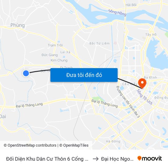 Đối Diện Khu Dân Cư Thôn 6 Cổng Cầu - Đê Song Phương to Đại Học Ngoại Thương map