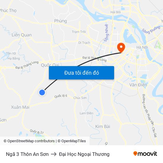 Ngã 3 Thôn An Sơn to Đại Học Ngoại Thương map