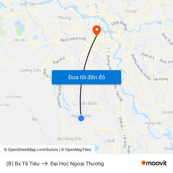 (B) Bx Tế Tiêu to Đại Học Ngoại Thương map