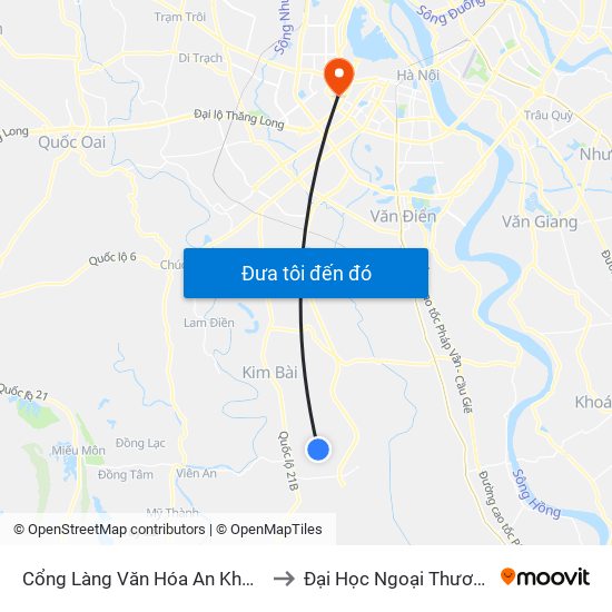 Cổng Làng Văn Hóa An Khoái to Đại Học Ngoại Thương map