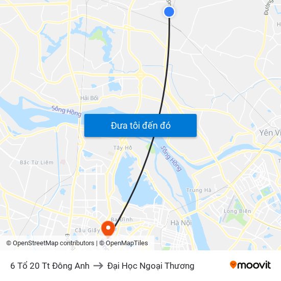 6 Tổ 20 Tt Đông Anh to Đại Học Ngoại Thương map