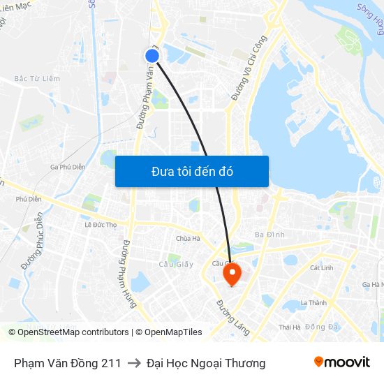 Phạm Văn Đồng 211 to Đại Học Ngoại Thương map