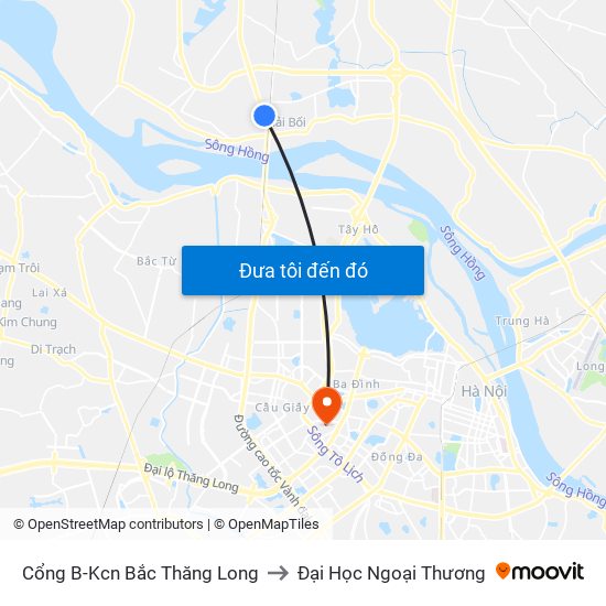 Cổng B-Kcn Bắc Thăng Long to Đại Học Ngoại Thương map