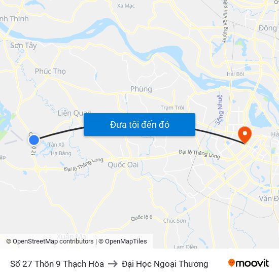 Số 27 Thôn 9 Thạch Hòa to Đại Học Ngoại Thương map