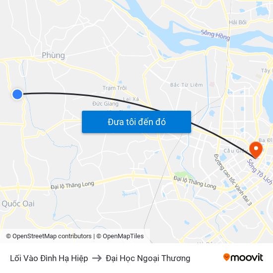 Lối Vào Đình Hạ Hiệp to Đại Học Ngoại Thương map