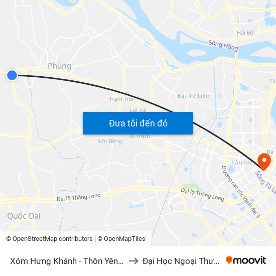 Xóm Hưng Khánh - Thôn Yên Dục to Đại Học Ngoại Thương map